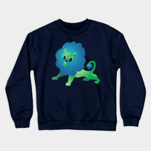 Cute Green Cartoon Lion Crewneck Sweatshirt